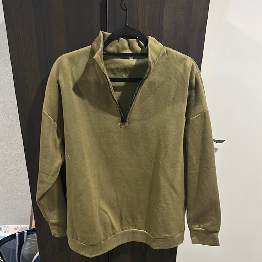 Women’s Olive Green Half-Zip Sweater